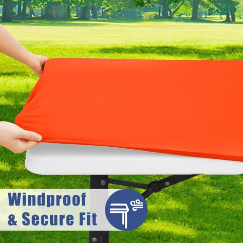 2 Pack Rectangle Spandex Fitted Table Cloth (Orange / 60" x 30" (Rectangular))
