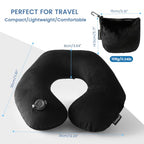 Inflatable Travel Neck & Shoulder Pillow for Airplanes & Long Trips (Corporate Black / Medium)