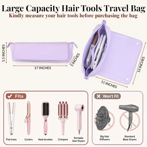 Hair Tools Travel Bag and Heat Resistant Mat 17" (Lilac)