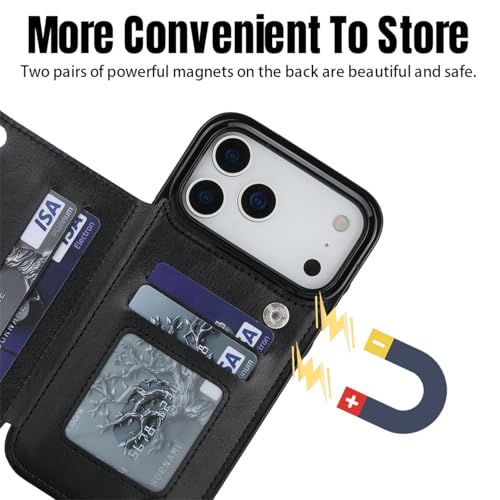 Custom Wallet Phone Case for iPhone 15 Plus (Black-C / iPhone 15 Plus)