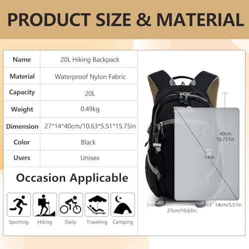 Hiking Backpack With Rain (Black / 20L)