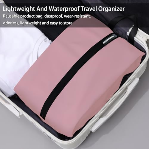 Shoe Bags for Travel Large Capacity Oxford Fabric Portable Shoe Bags (Pink / 16.5 × 9.8 Inches | 1-Pack)