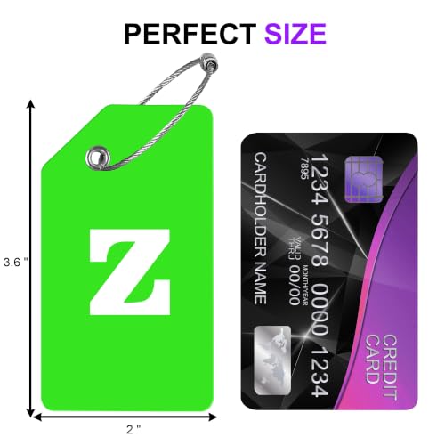 8 Pack Initial Luggage Tags for Suitcases Airplane Travel Essentials (Green / Letter Z)