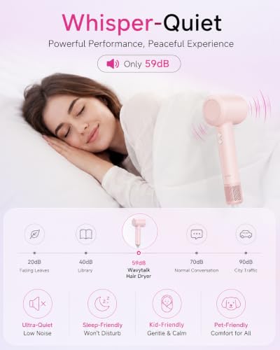 Hair Dryer with Diffuser for Curly Hair (Pink)