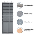18+2 Section Hanging Shoe Organizer with Side Pockets (Grey With 10 Mesh Pockets / 20 Sections)