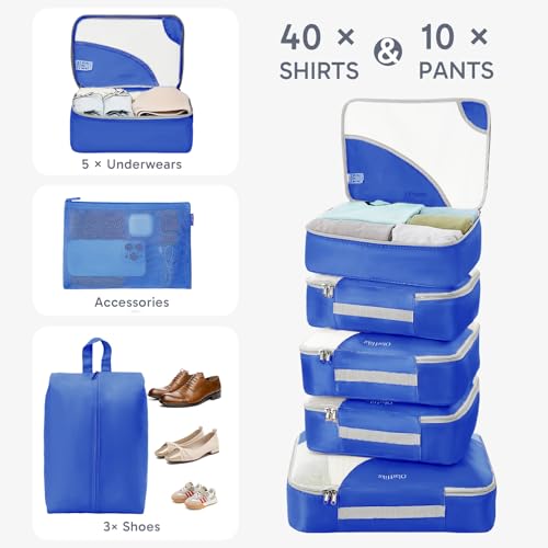 Packing Cubes for Travel (12 Blue)