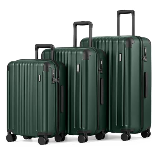 Luggage Set Light and Durable Hardshell (Dark Green2.0 / 3-Piece Set (20/24/28))