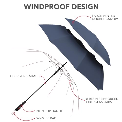Windproof Travel Umbrellas for Rain (Blue)