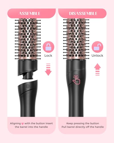 5 in 1 Curling Iron with Thermal Brush and 4 Interchangeable Ceramic Barrels (Curling Wand (1/2"-1 1/2"))