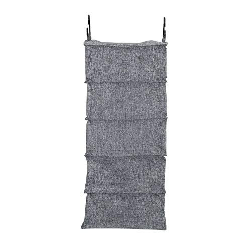 10 Pocket Double Hang Canvas Shoe Organizer Side‑by‑Side Hanging Storage (Gray)