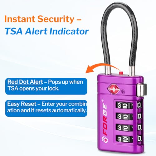Open Alert TSA Approved Luggage Locks (Purple 2 PK)