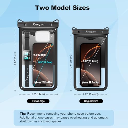 Large Waterproof Phone Pouch Up to 10" (Extra Large [10-inch] / [Black + Mint] Large Waterproof Phone Pouch)