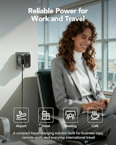75W 5 Port Universal Travel Adapter (Grey)