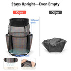 Mesh Shower Caddy Portable with Drawstring (Black Grid)