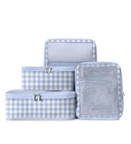 TSA Friendly Packing Cubes for Carry On (1. Blue Gingham / 4 Pack (Standard))