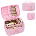 Personalized Initial Makeup Bag for Women Teen Girls (Pink 01)