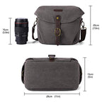 Canvas Crossbody Camera Bag with Rain Cover for Women Men (03-Gray)