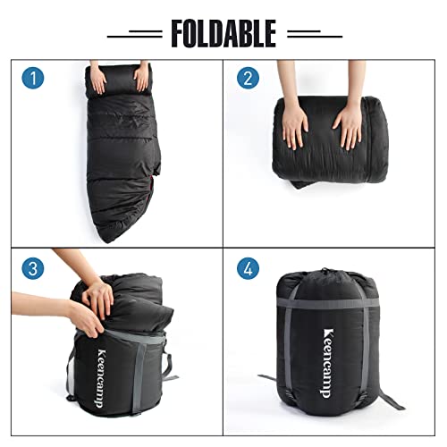 0 Degree Sleeping Bag Cotton Flannel Winter Cold Weather for Adults XXL Sleeping Bag 4 Season Big and Tall with Pillow Compression Sack (Black_L)