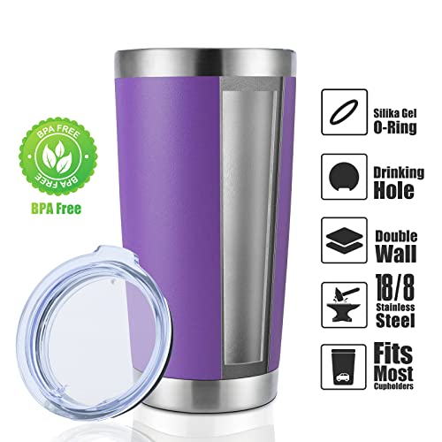 20oz Stainless Steel Tumbler Bulk with Lid (12 Count (Pack of 1) / Powder Purple)