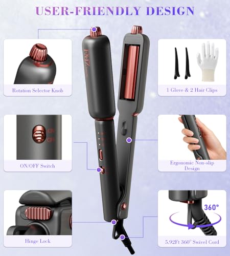 Flat Iron Hair Straightener Curler and Crimper (Black Gold)