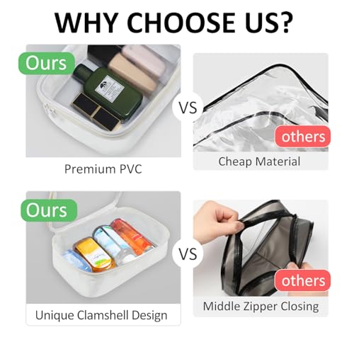 TSA Approved Toiletry Bag Clear Quart Size Travel Bags Makeup Bag (Beige / 2 Pack)