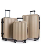 3 Piece Luggage Sets With Spinner Wheels Hardshell TSA Lock (Light Brown / 3-Piece Set - 20"/24"/28")