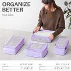 Compression Packing Cubes for Travel (4-Pack / Purple)