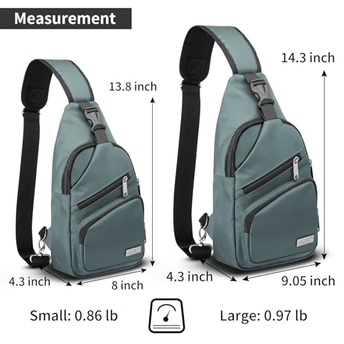 Crossbody Hiking Casual Sling Bag For Men Women Travel Camping Chest Backpack Daypack (Green / Large)
