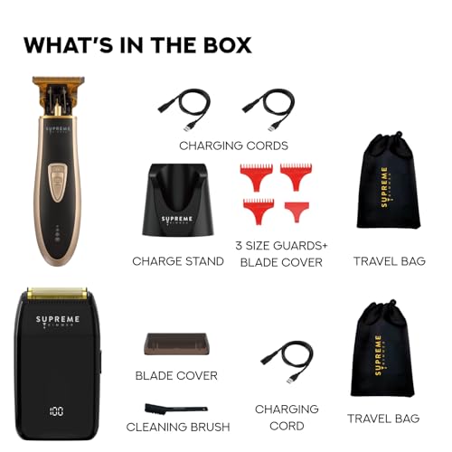 2-in-1 Crunch Lite Foil Shaver & T-Shaper Trimmer | ST5210 Beard Trimmer & STF600 Electric Razor | Travel Hair Trimmer Set | Black & Gold (Crunch Lite & Gold T-Shaper)