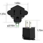 10 Pack ETL Listed 3 Prong to 2 Prong Adapter Converter (10 Pack / Black)
