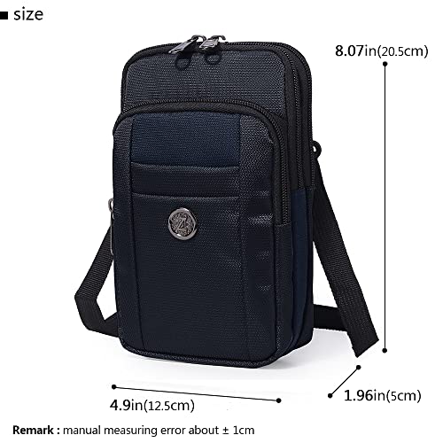 Senient Wolf Waterproof Nylon Multifunctional Phone Crossbody Bag (Black with Navy blue)