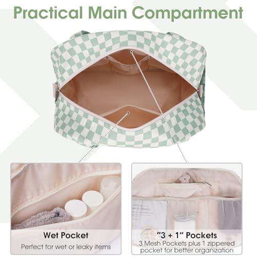 Carry on Duffle Bag Underseat for Airplane (Z-Mint Green Checkerboard / Small without laptop compartment)