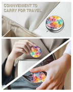 Pill Box 3 Compartment Portable Travel Medicine Box with Mirror (Colorful Flowers)