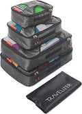 Grey Travel Packing Cubes 5 pcs Luggage Organizer Set for Bag & Suitcase (Grey)