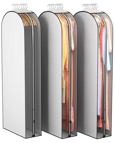 10" Gusseted Garment Bags for Hanging Clothes (Grey / 60 inch)