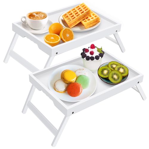 FSC 100% Bamboo Bed Trays (White / 15.7 in x 12.2 in x 1.57 in - 2 Pack)