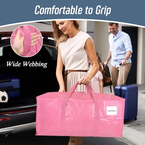 6 Pack Extra Heavy Duty Large Moving Bags with Strong Zipper (Pink / 6 Pack)