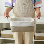 Storage Basket for Shelves (White & Khaki / 6PCS/Small -11.8Lx7.9Wx5.2H)