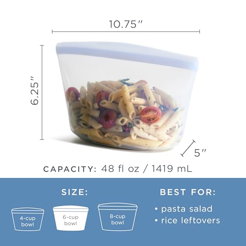 Premium Reusable Silicone Food Storage Bowl (Clear / 6-Cup)