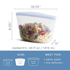 Premium Reusable Silicone Food Storage Bowl (Clear / 6-Cup)