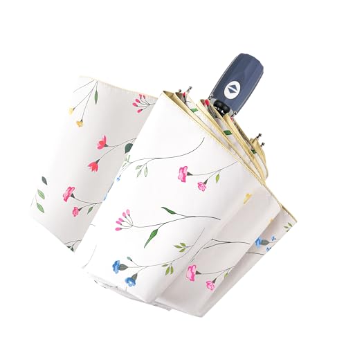 Sun Umbrella Blocking UV Protection Compact Auto Folding Parasol (Carnation)