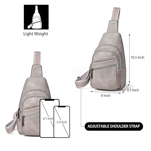 Sling Bag Crossbody Bags for Women Small Cross Body Bag Fanny Packs Chest Sling Purse for Daily Travel Leisure Sport (2-1 Grey)