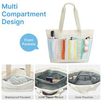Beach Bag Waterproof Beach Tote Pool Bags for Women (Rainbow / 50L)