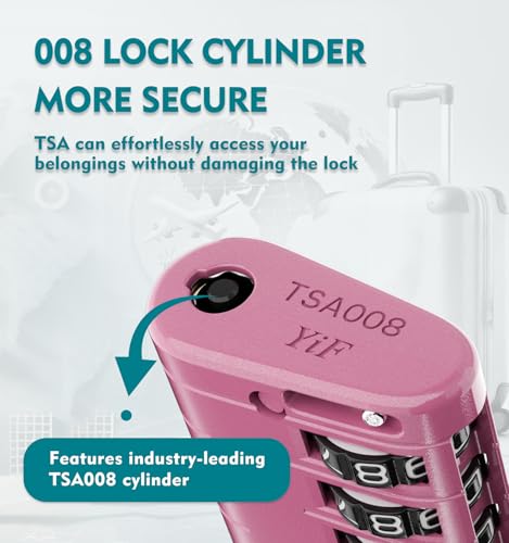 TSA Approved Luggage Locks with Search Alert Indicator (Rose Purple)