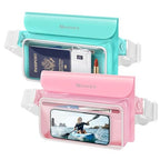 IPX8 Floating Waterproof Fanny Pack Holds Phone (Green&Pink)