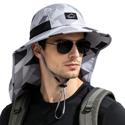 Outdoor Sun Hat for Men Women (1pack-camo Light Grey)