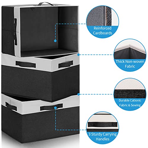 Large Storage Baskets for Shelves 6 Pack (Large-6 Pack / Black & White)