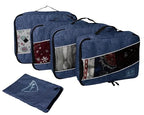 5 Set Packing Cubes for Travel Large Suitcase Luggage Organizer Bags Travel Accessories Vacation 4 Cubes 1 Laundry Pouch Bag (Snow Darkblue)