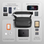 7L Travel Sling Bag Shoulder Pack for 11 (M/(Fits 11-inch iPad Pro) / Black-m)