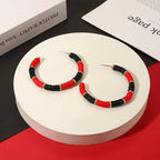 Game Day Earrings Football Baseball Earrings for Women Sports Team Heishi Hoop Earring Football Accessories Outfits Cheer Mom Essentials Fall Sports Must Haves Cheer Gifts (Red Black)